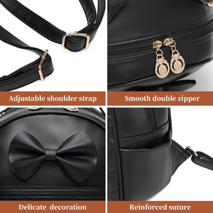 <span class=keywords><strong>Mochila</strong></span> <span class=keywords><strong>blanca</strong></span> bonita personalizada para mujer, <span class=keywords><strong>Mochila</strong></span> Mini Moda Lindo <span class=keywords><strong>Blanca</strong></span> Arco Negro Pom Acuarela, <span class=keywords><strong>Mochila</strong></span> pequeña para mujer - Product Image 2