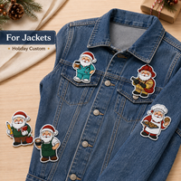 Écussons personnalisés pour médecins, enseignants, pompiers, Père Noël, écussons brodés assortis sur le thème des métiers, badges de Noël pour uniformes, cadeau