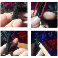 Leeons gratis Custom Logo bambu kait jarum baja nirkarat kepala 1/2/3 kait Crochet jarum Locs rambut gimbal alat