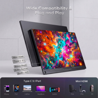 Moniteur portable de 18,5 pouces, panneau LCD IPS, FHD 1080P, 120 Hz, compatible avec le montage VESA, pour le jeu et le travail de bureau