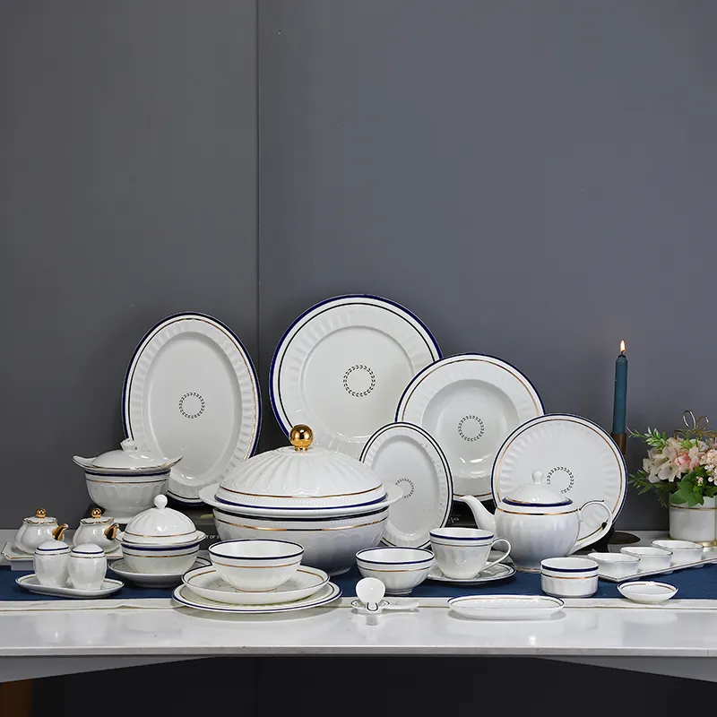 PITO Geschirr Set Teller Geschirr Set Rom Royal Style Geschirr Keramik Knochen China für Restaurant Hotel White Modern Decal