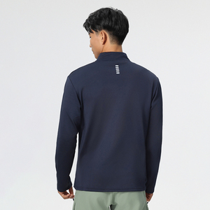 Abbigliamento da allenamento sportivo per corsa all'aperto a maniche lunghe da uomo per l'autunno inverno e mezzo collo alto <span class=keywords><strong>con</strong></span> cerniera in velluto lavorato a maglia - Product Image 6