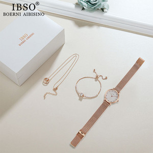 Set di Gioielli IBSO di Lusso per Donna con Orologio al Quarzo, Bracciale e Collana in Cristallo, Set Moda in Oro Rosa, <span class=keywords><strong>Regalo</strong></span> per <span class=keywords><strong>Signora</strong></span> - Product Image 2