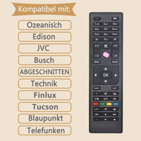 Télécommande universelle RC4870 RC4875 pour téléviseurs CELCUS/Bush/Polaroid/Digihome/Logik/VESTEL/JMB/JVC/Telefunken, sans configuration
