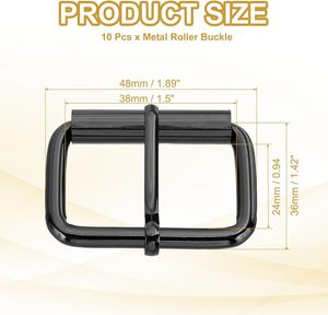 Metal <b>Roller</b> Buckle Pcs Inch Mm Belts Hardware Multi Purpose Pin Buckles For <b>Bags</b> Leather Belt Strap DIY Crafts Dog Leash Black - Product Image 2