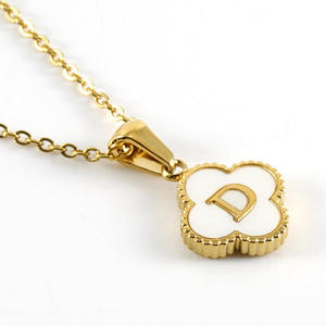 Wholesale <b>Choker</b> 18k Gold Clover <b>Shell</b> Initial 26 Letters Girls Pendant Charm Stainless Steel Jewelry - Product Image 2