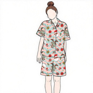 <strong>Unisex</strong> Luxury Breathable Cotton Summer Vacation <strong>Pajamas</strong> Short Sleeve Sleepwear Elastic Waist Personalized <strong>Christmas</strong> Themed - Product Image 2