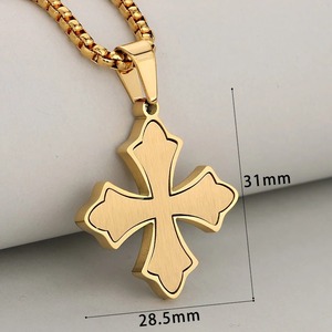 Collar con Colgante de Cruz Fleur De Lis de Acero Inoxidable, Amuleto Religioso Cristiano Multicolor, Regalo con Joyería Hip Hop Punk - Product Image 3