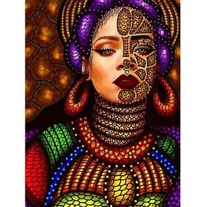 Needlework Diy 5d Pintura Diamante Kit Pintura Cor Mulher Diamante Bordado Mosaico Wall Art Imagem