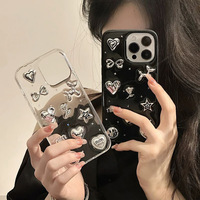 Coque de téléphone en TPU transparente avec paillettes et motifs cœur, chiot, étoile, remplie de colle époxy, design personnalisé pour iPhone 18 Pro Max et 17, vente en gros