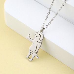 Collar con Colgante de Acero Inoxidable Divertido Estilo Hip Hop, Collar Personalizado con Colgante de Animal (Gato, Perro) Hueco de Titanio, Collar de Amistad <span class=keywords><strong>para</strong></span> Mujer - Product Image 4