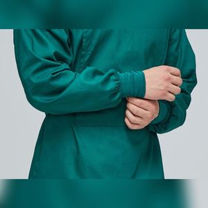 Bata Quirúrgica de Algodón Puro Verde Oscuro de Manga Larga, Gruesa, para Médicos de Quirófano, Traje de Aislamiento, Tejida - Product Image 2