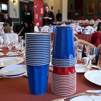 Gobelets de fête personnalisés promotionnels 16oz bicolores en PP gaufré diamant, texturés, économiques, pour souvenirs et événements d'entreprise