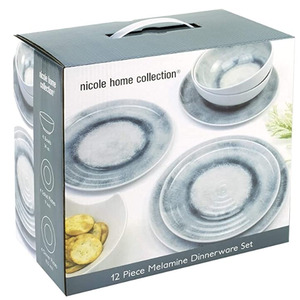 Vajilla de melamina, conjunto de vajilla de ondas azules para exterior/interior, servicio de colección para el hogar para 4, 12 piezas - Product Image 2