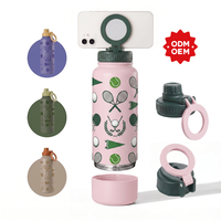Bouteille d'eau magnétique en acier inoxydable de 32 oz avec compartiment de rangement caché au fond, double paroi isolée, couvercle anti-fuite avec paille pour la gym et les voyages