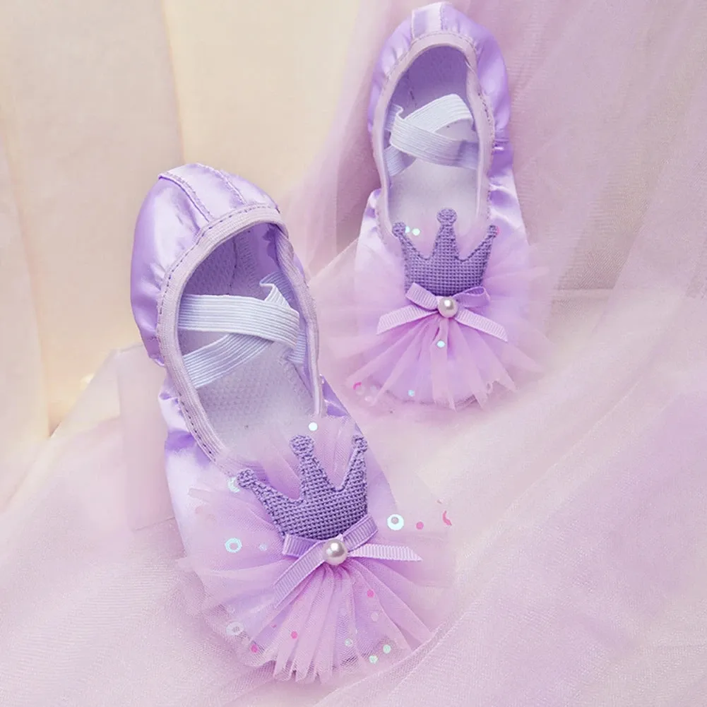 2023 belle princesse semelle souple Ballet danse chaussure enfants chat griffe satin ballerine exercices chaussures ballet pantoufles pour les filles