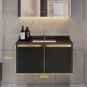 Meuble de salle de bain mural en céramique laquée de luxe avec miroir <span class=keywords><strong>LED</strong></span> et finition chromée pour hôtel - Product Image 6