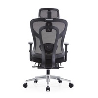 Chaise de bureau ergonomique avec dossier en maille, appui-tête, siège rembourré en mousse, fonction inclinable et repose-pieds extractible pour salle de pause
