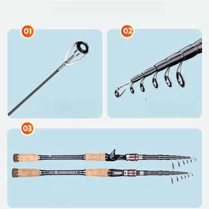 <span class=keywords><strong>Ensemble</strong></span> de moulinet télescopique en fibre de carbone <span class=keywords><strong>ultra</strong></span>-léger chaud de 1.8m à 3.6m avec poignée en liège pour la pêche aux crevettes et à la carpe dans le lac et le ruisseau de basse - Product Image 4