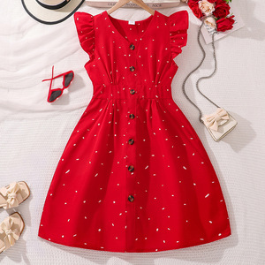 Abito da <span class=keywords><strong>bambina</strong></span> grande per bambini 2025 estate nuovo stile alla moda abito da principessa a righe a maniche volanti - Product Image 3