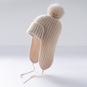 Cold Weather Elastic <strong>Women</strong> Winter Ski <strong>Hat</strong> Fur <strong>Pom</strong> <strong>Pom</strong> Warm 100% Cashmere Knit Pullover Fluorescent Candy Color Ribbed Beanie <strong>Hat</strong> - Product Image 6