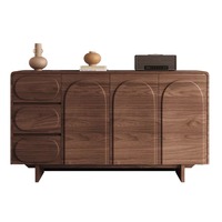 Buffet moderne en noyer américain, design français mi-siècle, armoire de rangement d'entrée réglable, 2 tiroirs, 4 meubles de maison