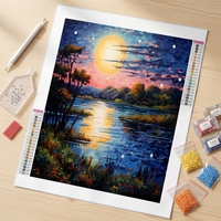 Kit de Broderie Diamant 5D pour Adultes, Paysages Nocturnes, Complet, Carré, DIY, Peinture Diamant sur Toile, Décoration Murale Maison, Cadeau