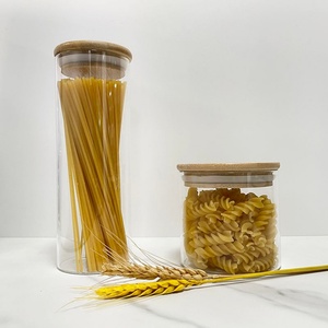 <b>Clear</b> Glass Canister Air Tight Food Storage <b>Containers</b> with Natural Bamboo Wooden Lid Kitchen Canister Glass Jars Bottles - Product Image 4