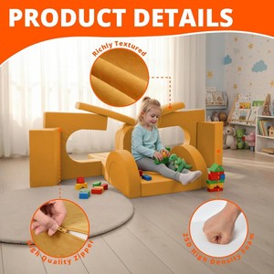 Canapé modulaire en mousse convertible créatif pour enfants, 16 pièces, pour garçons et filles, pour salle de jeux et chambre à coucher - Product Image 5