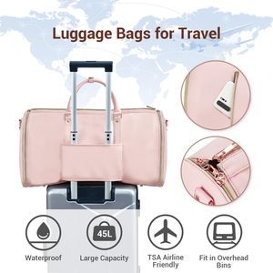 2 in 1 Foldable PU Leather <b>Garment</b> <b>Bag</b> for <b>Travel</b> Suit <b>Travel</b> <b>Bag</b> with Toiletry Pocket Shoes Compartment Shoulder Strap - Product Image 6