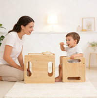 Montessori Holz Moderner Stil Kinder Abstilltisch und Stuhl Set, Geeignet für Kinder im Alter von 1-3 Jahren