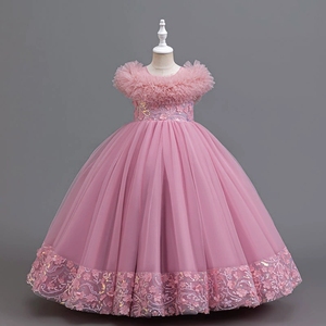 Abito da ragazza grande stile stile europeo 12 anni soffice spalle dal Design abito da sposa da ragazza fiore abito da <span class=keywords><strong>principessa</strong></span> per bambini blu - Product Image 5