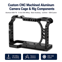 Cage de caméra en aluminium usiné CNC sur mesure avec finition noire anodisée et trous filetés pour rig vidéo – Vente directe usine OEM