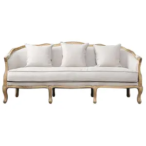 Event rental furniture antique French style curved solid wood wedding Louis sofa birch wood frame party sofa