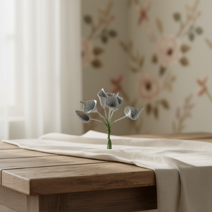 ดอกคาลล่าลิลลี่สีเงินประกายกลิตเตอร์ ขนาด 78 มม. 6 ดอก ดอกไม้แห้ง - Product Image 3