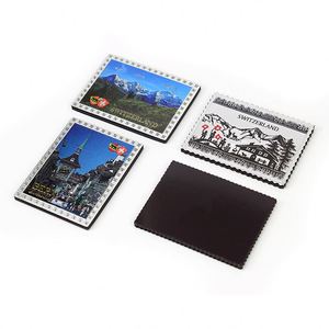 Cadeau de voyage créatif, décoration d'intérieur, souvenir du lac Bled, aimants de réfrigérateur en métal 3D personnalisés avec feuille d'argent, monument slovène - Product Image 4