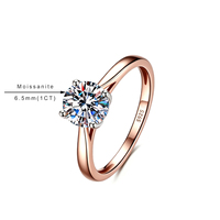 Großhandel Damen 1CT 2CT Moissanit-Ring 4-Krappen-Fassung Runder Brillantschliff D-Farbe VVS1 S925 Sterling Silber GRA-Zertifiziert