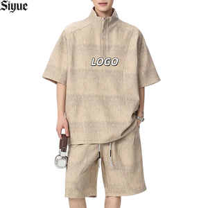 Ensemble Homme Personnalisé Urban Nomad, Haut Vintage Oversize à Col Montant Demi-Zip et Short Sportif, Tenue Coordonnée Streetwear d'Été - Product Image 1