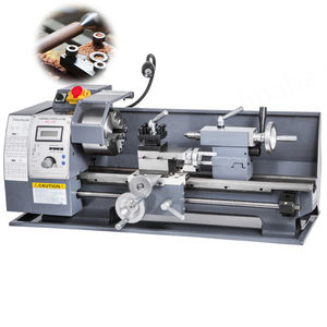 Torno de metal de velocidad variable de 8 "X 16" de sobremesa de fábrica con lámpara Móvil y 9 cortadores y torneado de metal con mandril de 11 mordazas - Product Image 1