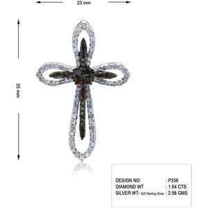 Ornaatis Jewelspaark Pendentif croix en diamant 1,00 ct, coupe ronde, argent sterling 925, pour femmes, cérémonies religieuses - Product Image 5