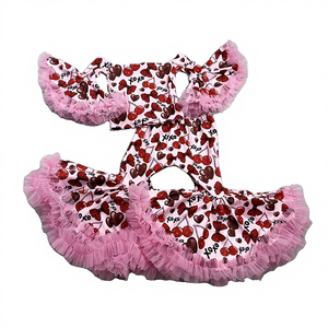 Set di Abbigliamento per Bambina in Due Pezzi Stile Casual DH ODM, Spandex/Poliestere Traspirante, Moda Rosa con Volant a Sbuffo per Bambine - Product Image 1