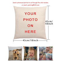 Housse de coussin décorative en polyester aspect lin blanc uni, personnalisable par sublimation avec logo