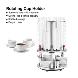 Dispenser per Tazze da Caffè e Tè in Ceramica, Organizzatore Rotante Manuale per 48 Set, Armadietto Porta Tazze per Hotel e Ristoranti - Product Image 2