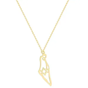 Israël Kaart Hanger Ketting Voor Vrouwen Gold Fashion Joodse Sieraden Accessoires Kaart Van Israël Kettingen Mannen Sieraden