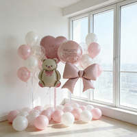 Ensemble de ballons en forme d'ours en peluche rose, ballons en aluminium en forme de cœur rose, adaptés aux fêtes d'anniversaire, à la Saint-Valentin