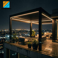 Pergola rétractable motorisée moderne en aluminium avec toit à lamelles imperméable, bioclimatique, pour terrasse extérieure, gazebo, auvent pour restaurant
