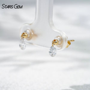 Pendientes de Diamantes Cultivados en Laboratorio Starsgem de Lujo, Oro de 18K, Corte Pera y Marquesa, Chapados en Rodio, Certificados por IGI, Exquisitos y Flotantes - Product Image 4