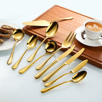 Haut de gamme 304 couverts en acier inoxydable ensemble pour hôtels Restaurants marteau poignée couteau fourchette Table cuillère thé cuillère thé fourchette