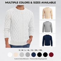 Pull-over d'hiver pour homme Askdeer, col rond, tricoté épais style pêcheur, décontracté, manches longues, blanc, 100% acrylique, 320g, OEM, chaud à l'avant