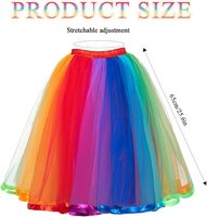 Rok Tutu Pelangi Vintage Wanita, Gaun Organza Berlapis Warna-Warni, Pinggang Tinggi, Panjang Sedang, Desain Lipit, Cepat Kering, Anti Kusut